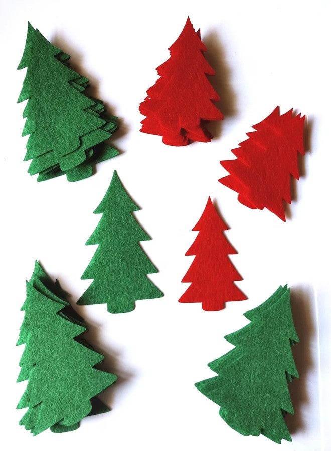 Curious Button Felt Die Cut Xmas Tree Shapes | Pack of 16 Felt Craft Supplies | Xmas Tree Decoration Items | Xmas Décor | Xmas Hanging Decor - Image 1
